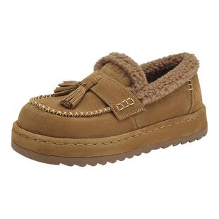 星期六复古加绒乐福鞋女厚底增高加厚棉鞋女士冬季毛毛鞋勃肯鞋子