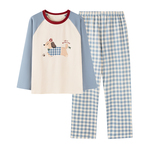 睡衣女款春秋2026新款纯棉长袖夏季带胸垫全棉布料女士家居服套装