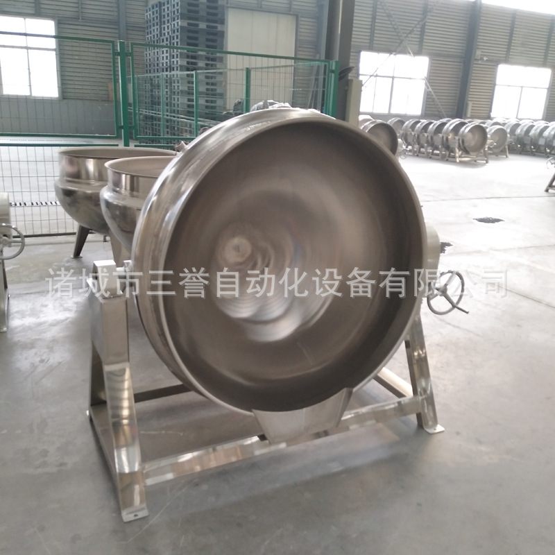 番茄酱自动搅拌夹层锅不锈钢蒸汽可倾式带搅拌燃气半自动行星炒锅