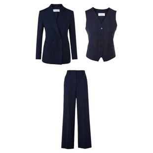 朗姿羊毛条纹商务西装/马甲/西裤通勤气质高级感2026年春季新款女