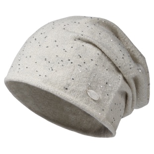 CACUSS帽子女冬季亮片堆堆帽薄款针织帽大头围毛线帽时尚包头冷帽