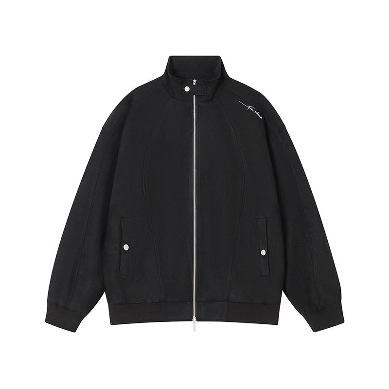 FORNINES复古麂皮绒刺绣开衫外套男潮牌美式高街春秋情侣立领夹克