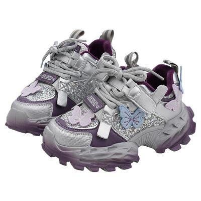 女童运动鞋2025秋冬新款软底加绒童鞋女小女孩潮流老爹鞋儿童鞋子