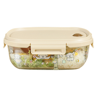 高硼硅玻璃饭盒微波炉专用上班族食品级带盖餐盒保鲜盒分格便当盒