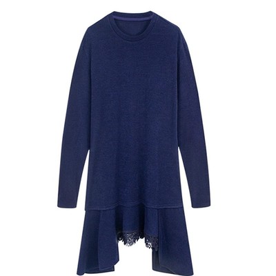 呼呼huhoo新款2025连衣裙设计感长袖不规则假两件上衣拼接