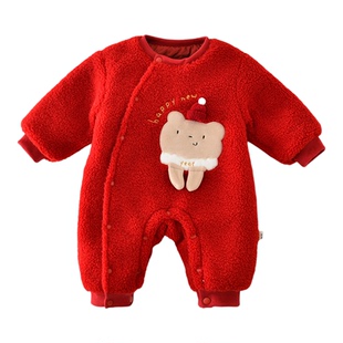 婴儿衣服女孩子百岁宴女宝早秋拜年女宝宝礼服幼儿过年喜庆小套装