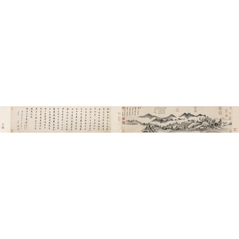 明董其昌书画合璧潇湘仿古绢布