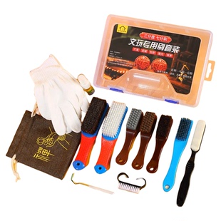 文玩刷子猪鬃毛纳米刷套装金刚菩提手串打底专用高端盘核桃工具