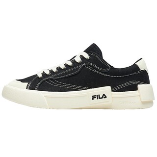 FILA FUSION斐乐官方POP帆布鞋女鞋运动鞋轻便休闲板鞋黑色男鞋子