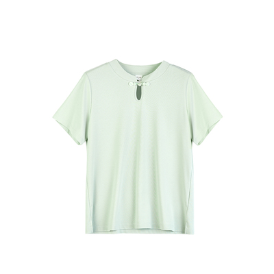 贴心女士爽滑小立领短袖衫