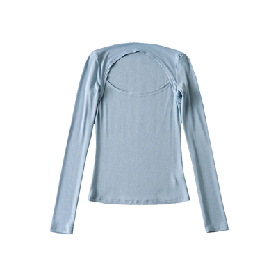 纯欲包肩露锁骨显胸长袖打底上衣