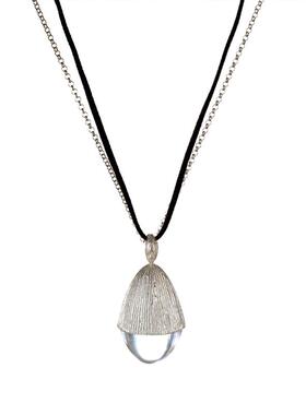 SOFTROOM白水晶松果麂皮绳项链