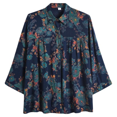 200斤老太太上衣短袖衬衫棉质