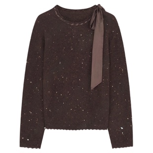 邱莹莹 HELA AOMI “温柔飘带”绵羊毛兔毛山羊绒蝴蝶系带针织衫