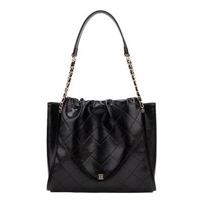 ELLE女包2025新款菱格抽绳松软单肩包斜挎包高级感时尚通勤手提包