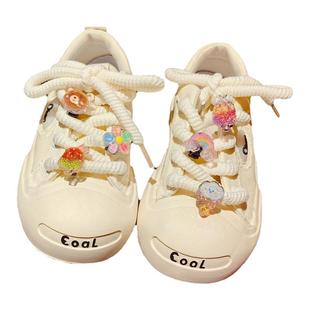 儿童新款bling闪粉公主冰激凌兔子彩虹鞋扣可拆卸鞋带装饰扣卡扣