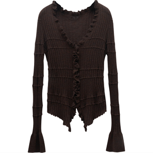 爱你徐若晗沈惜凡同款V领羊毛肌理感修身针织开衫毛衣女CR416Y