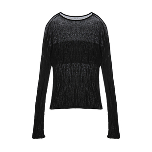 VIEA.ING薇迎商场同款黑色针织衫女2026春季毛衣百搭内搭打底衫
