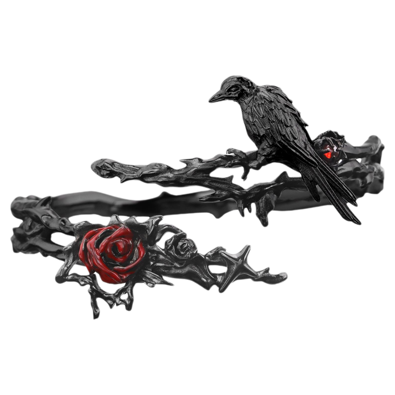 渡鸦系列原创臂环手镯小众设计乌鸦个性高级暗黑Y2K手链玫瑰手环