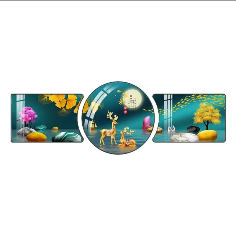 高清异形三联画水晶面和镶钻画面