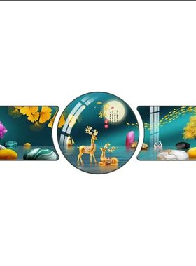 高清异形三联画水晶面和镶钻画面