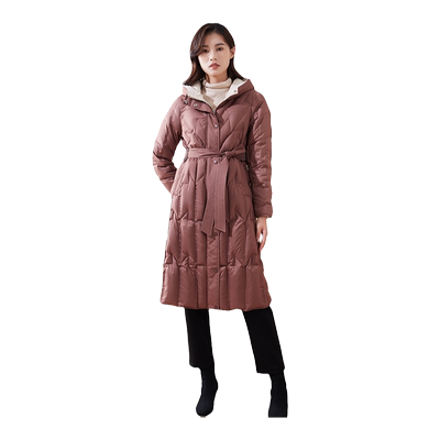 天轩冬季女士中长款白鹅绒羽绒服