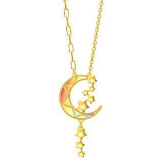 周生生永炫彩月亮黄金项链璀璨星河星星足金套链94089N
