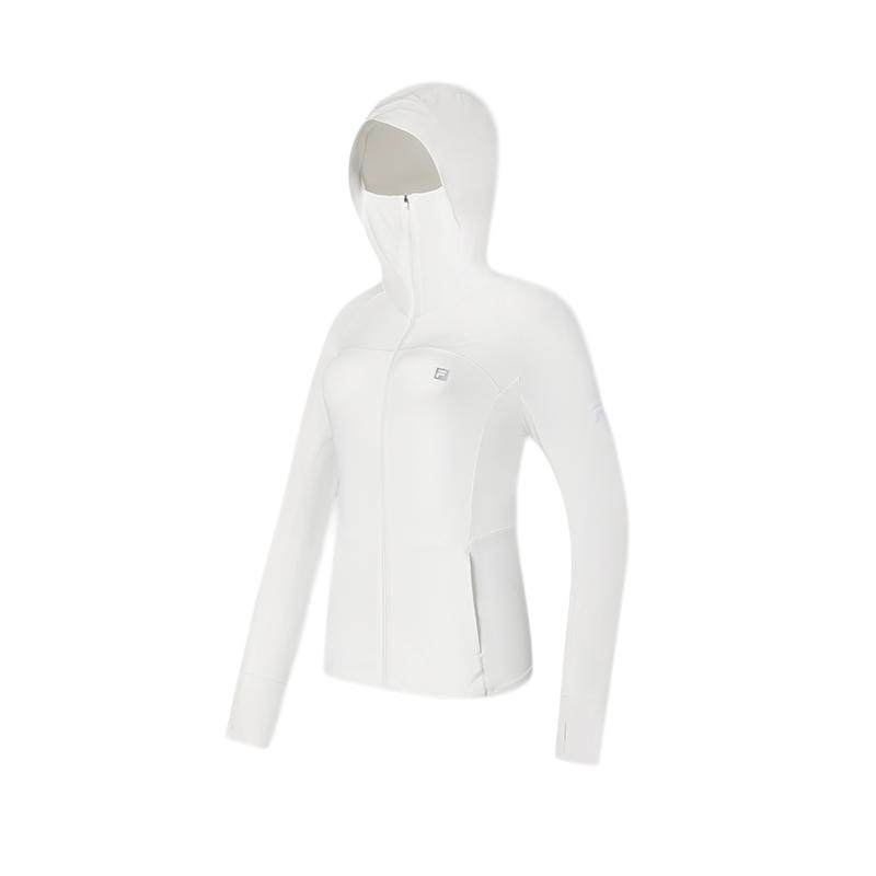 FILA 斐乐官方女士针织连帽外套2024夏新款基础健身运动凉感上衣