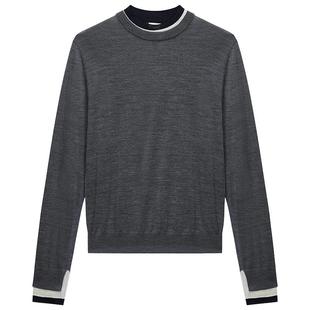 【季末折扣】Woolmark认证欧时力羊毛羊绒拼接撞色毛衣2025秋冬新