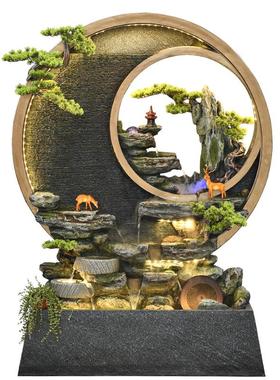 水幕墙假山流水喷泉摆件屏风隔断办公室开业庭院高山循环水系景观