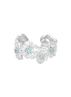 ARSIS繁花银色开口戒指甜美百搭