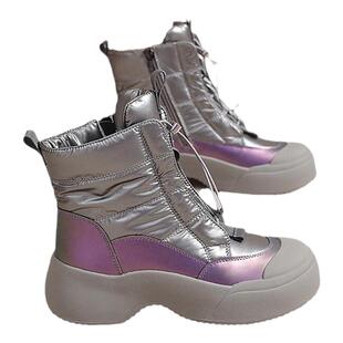 星期六雪地靴女款冬季羽绒防水防滑高帮运动鞋加厚保暖东北达棉鞋