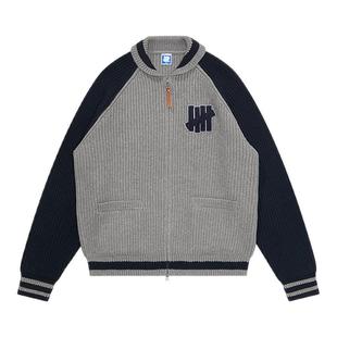 UNDEFEATED五条杠官方秋季新品元宝针翻领运动设计元素开衫