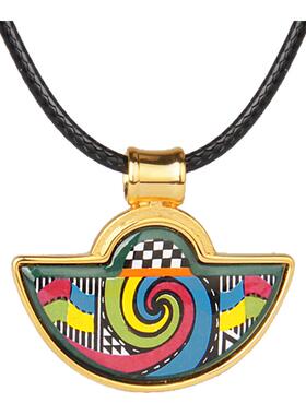 漩涡手绘高温画珐琅吊坠项链
