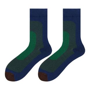 蓝绿渐变彩色中筒韩国日系潮流女士中筒袜子春秋款纯棉个性网红袜