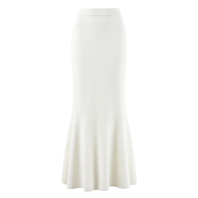 MISSCOCOON可可尼长款针织半身裙女2025秋冬新款白色轻通勤鱼尾裙