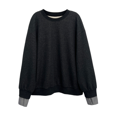 秋季miu系撞色拼接假两件卫衣