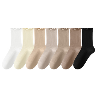 袜子女春秋季堆堆袜jk长袜搭配小皮鞋纯棉中筒无骨月子袜夏季薄款