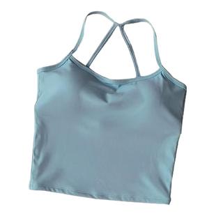 瑜伽背心2025新款带胸垫细带美背运动内衣普拉提防震聚拢跑步文胸