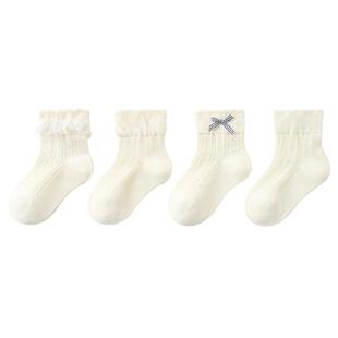 宝宝袜子夏季薄款公主袜婴儿夏天纯棉女宝短袜儿童白色女童网眼袜