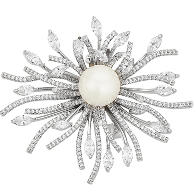 兰诺烟花珍珠胸针别针