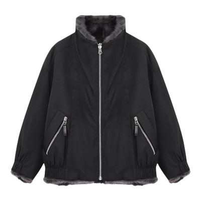 百家好毛绒短款夹克短外套女冬季新双面穿保暖高级气质感毛毛外套