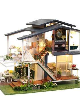 diy小屋莫奈花园别墅拼装小房子