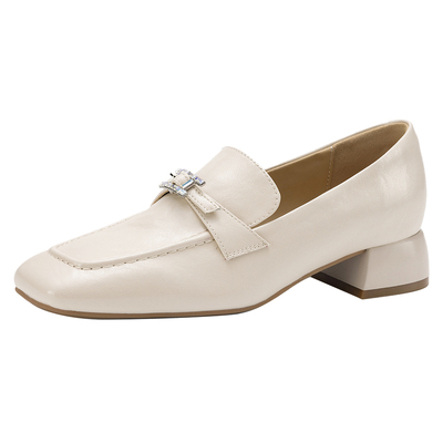 达芙妮方头软底英伦风乐福鞋女款