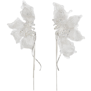 新款ATRIAL SENSING轻奢原创白牡丹耳环流苏花朵耳饰超仙重工手作