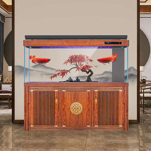 鱼缸大型新中式 家用客厅办公室落地超白隔断屏风底滤2025新款