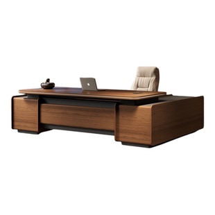 E0级办公桌老板桌椅组合新中式复古工业风高档总裁桌董事长大班台