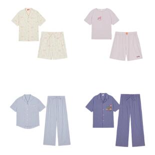 【断码】内外男女情侣家居服凉感条纹短袖睡衣可外穿NEIWAI