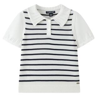 eland kids衣恋童装女童针织衫26年夏新品甜美假两件条纹翻领短袖