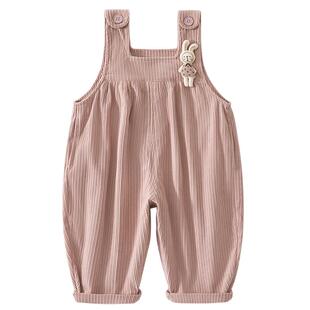 班喜迪女童裤子春秋款2025新款洋气宝宝公主背带裤儿童休闲裤秋装